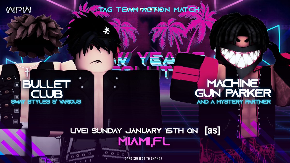 WPWMedia's tweet photo. TOMORROW!

BULLET CLUB's @akioswrld and VARIOUS takes on the team of @WooBack_KidNah and a MYSTERY PARTNER he will be bringing with him!

Who will that partner be 👀...

#WPWNewYearsResolution https://t.co/j8brpiGNmt