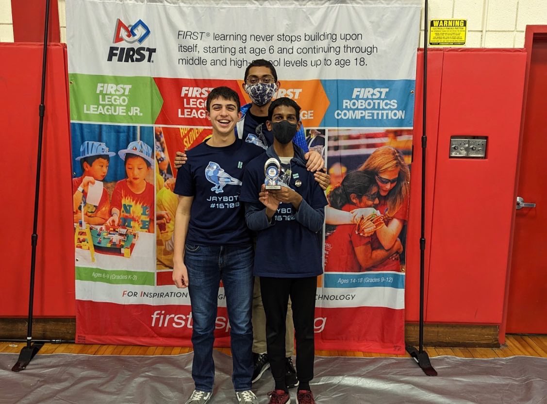 RoboticsJay's tweet photo. We are so excited to announce that our senior team, the Jaybots, will be attending regionals this season! With the help and support of all of our team members and coaches, at the Peekskill qualifier, we were able to place 2nd for the inspire award, and 1st for the control award. https://t.co/VUjPS1AFmb
