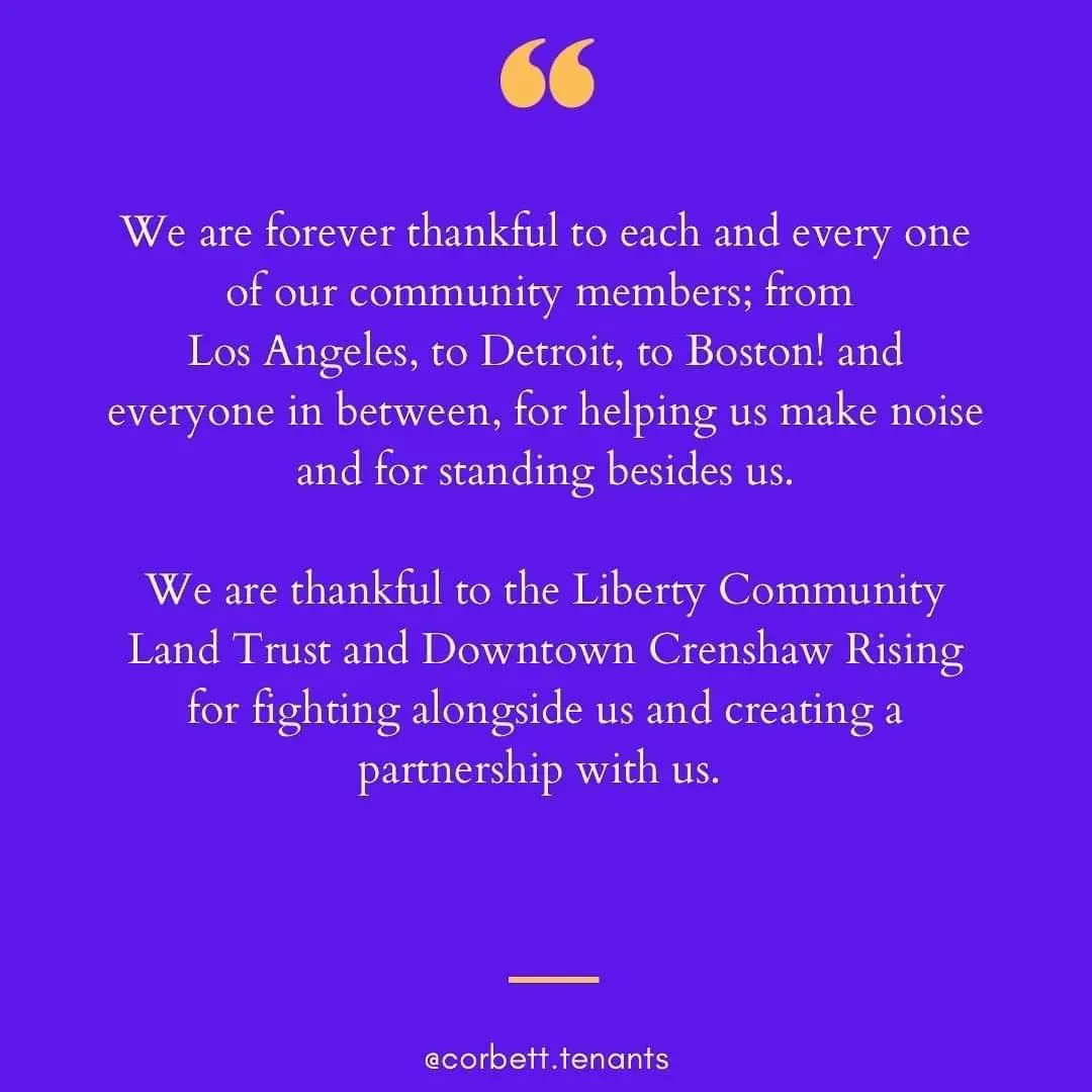 CorbettTenants's tweet photo. (1) WE GOT ALL 4 BUILDINGS! 
Thank you to everyone who shared our posts, wrote emails, made calls, who called out BU! Thank you to everyone who showed up to our press conferences, donated supplies to us, created posters with us, and/or donated food or funds for food for us. https://t.co/NOjPz0osm2
