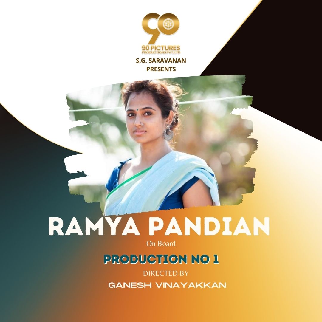 90_pictures's tweet photo. We’re happy to announce that 
@iamramyapandian 
 is starring in production no.1 of 
@90_pictures
 #S.G.Saravanan Directed by @ganeshvinayakan 
@mynnasukumar @YugabhaarathiYb
@artilayaraja @editorkishore
@actionnoor @KumarLeelavathi
@Aravoffl @baby_kritika
@kaaliactor @onlynikil https://t.co/QkK2Bjju2L