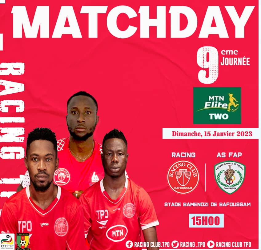RACING_TPO's tweet photo. 🔥 𝐉𝐎𝐔𝐑 𝐃𝐄 𝐌𝐀𝐓𝐂𝐇 !
👉🏿 #MTNEliteTwo2022_2023 | J9
🆚 As FAP
⏰ 15h00
🏟 @SBamendzi
💵 500/1000 CFA
🖥️💻📱 Live Facebook https://t.co/lYVNMUAXRO
#TPO4Life #RACFAP https://t.co/WQ3jYxI7cl