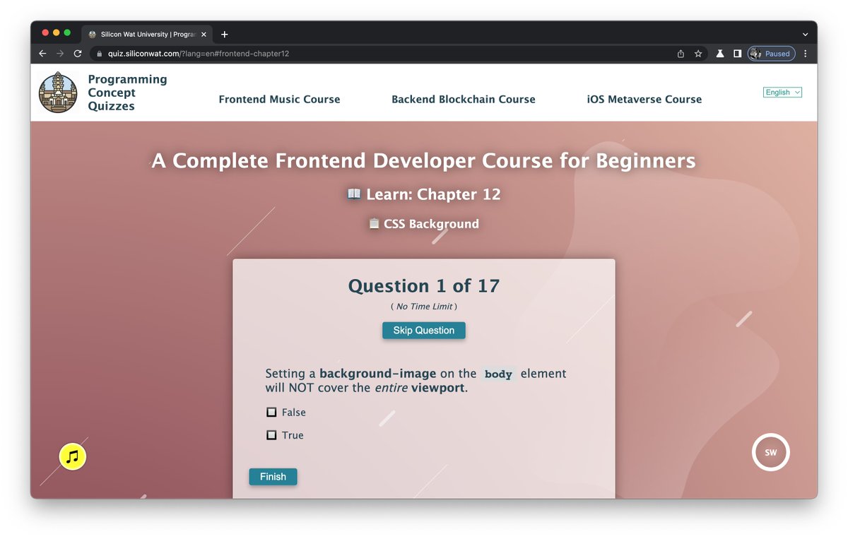 siliconwat's tweet photo. RELEASE UPDATE: Frontend Programming Concept Quizzes 
https://t.co/i0nlpvQVz1

1. Chapter 12 now live! 🌎

Feel free to report bugs or suggest improvements by replying to this message thread 💻

@thonly #frontend #html #css #javascript #quiz https://t.co/UcelxZOGGD