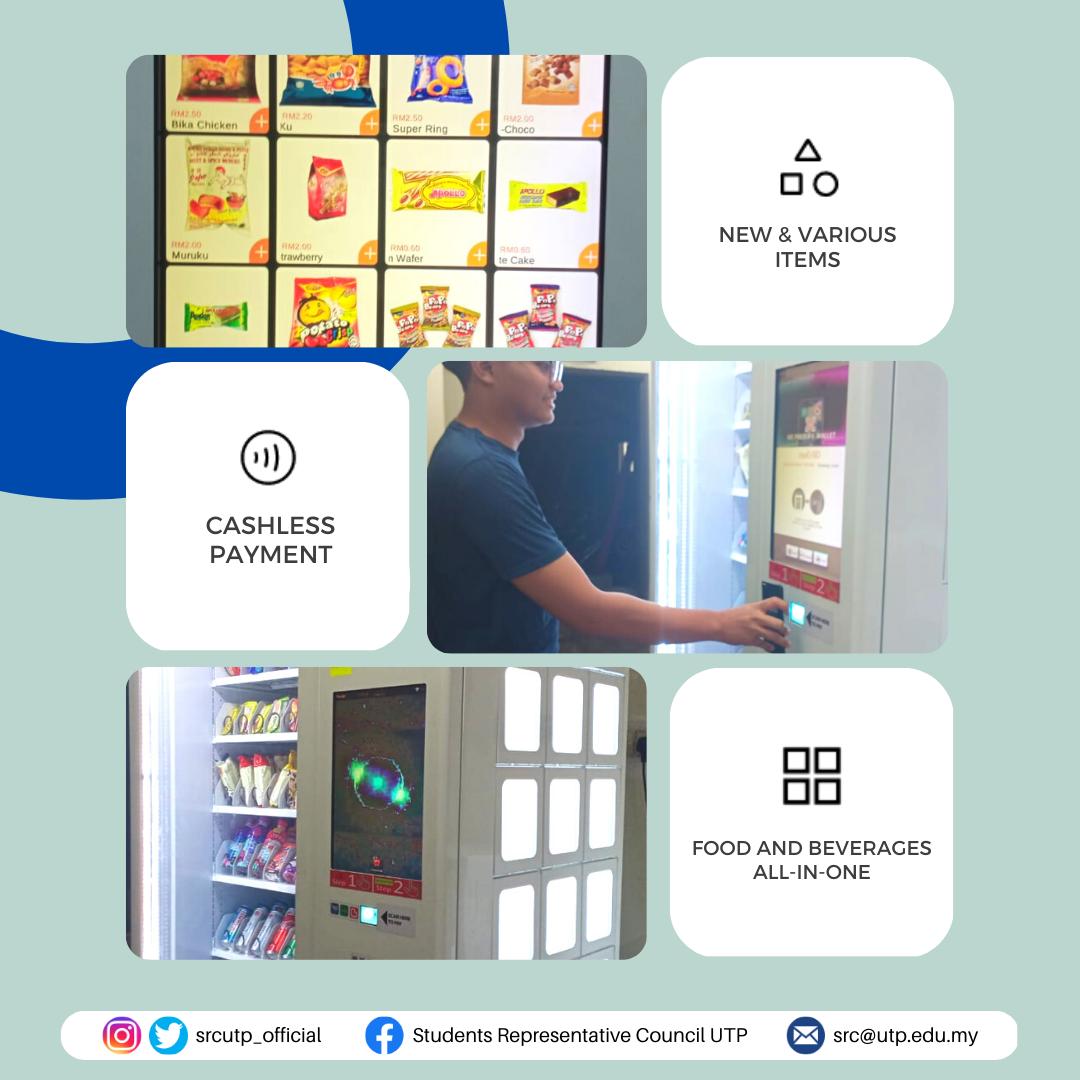 srcutp_official's tweet photo. *Addition of New Vending Machines*

With the aid of CSE and RV management, SRCUTP 22/23 were able to introduce cashless vending machines within UTP. https://t.co/IvS6ogk8Ni