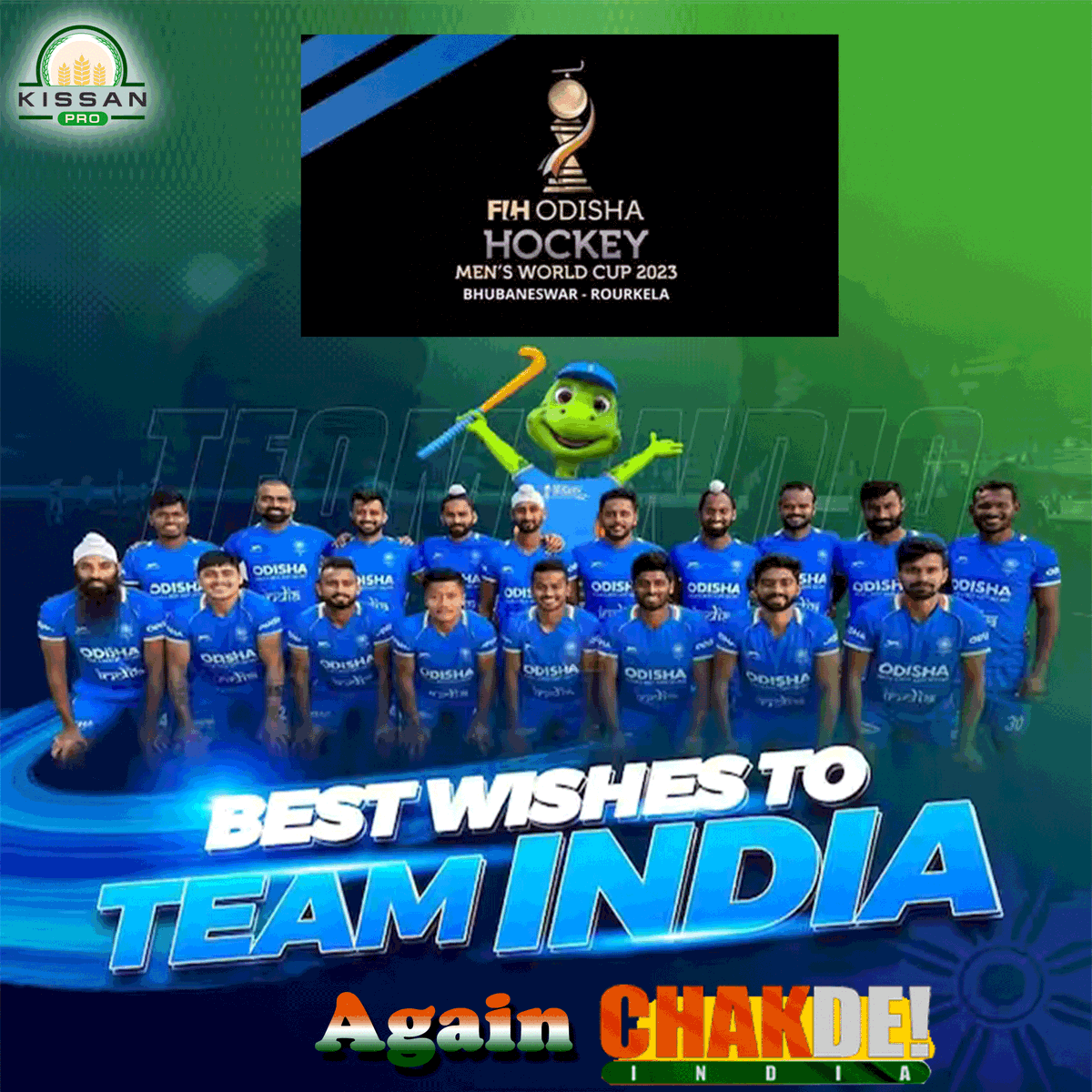 KissanPro's tweet photo. 𝐂𝐇𝐀𝐊𝐃𝐄 𝐈𝐍𝐃𝐈𝐀!
#BESTWISHES TO TEAM #INDIA.....🇮🇳🇮🇳🇮🇳

#HockeyWorldCup2023 #india #winnerindia #bestwishes2023 #supportindiahockey https://t.co/KJPPSrhi9U