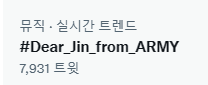 nightstar1201's tweet photo. Trending in Korea 🇰🇷 pm 02:20 
#Dear_Jin_from_ARMY 
#Jin #TheAstronaut https://t.co/TAxtrykXcA