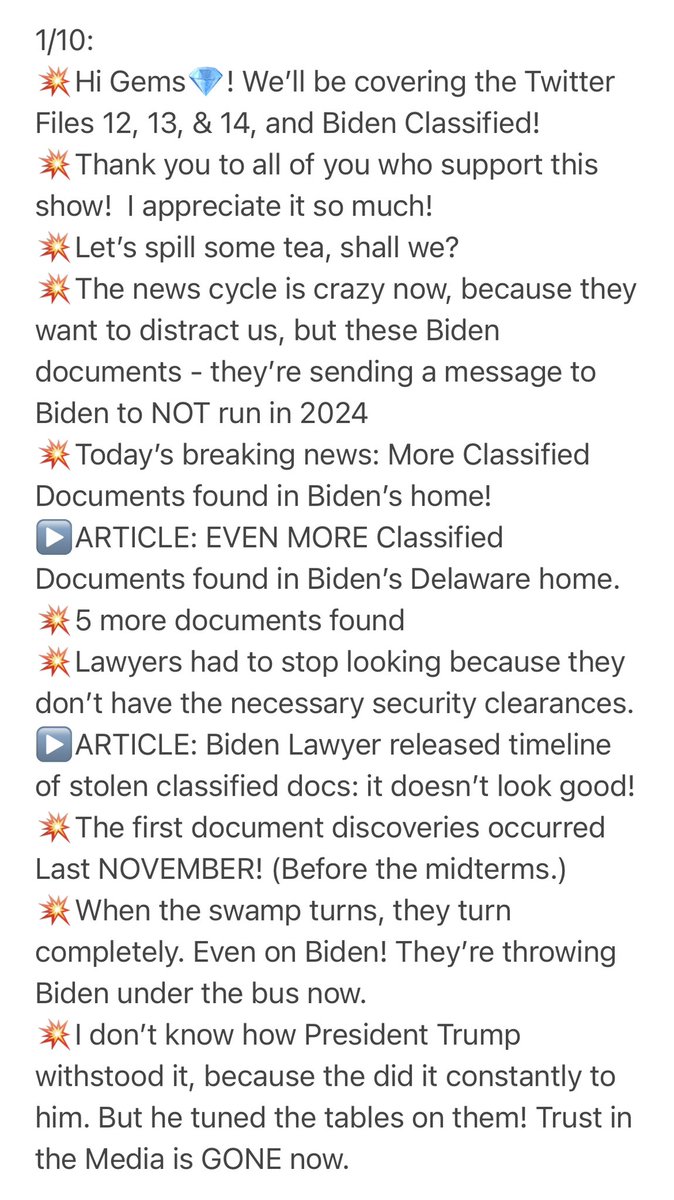 RobPligrimSr's tweet photo. @JewelsJonesLive Part 1/3:
SATURDAY’s (1/14/23) #JewelsJonesLive -
A Political Rendezvous
w/ @JewelsJonesLive 💎
Ep.#10:
#TwitterFiles12
#TwitterFiles13
#TwitterFiles14+
#BidenClassified
https://t.co/FM0CpVu2FF
Saturdays 3PM ET
#InTheLitterbox
Weekdays 3PM ET
Highlights (1-4), Parts 2 & 3 👇 https://t.co/GRr2RCBB0F