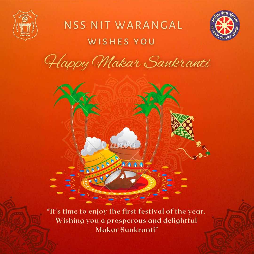 nss_nitw's tweet photo. On this auspicious day, NSS NITW wishes you all a happy and prosperous Makar Sankranthi and prays for the sun to enlighten us as it always does. https://t.co/It713gcfyM
