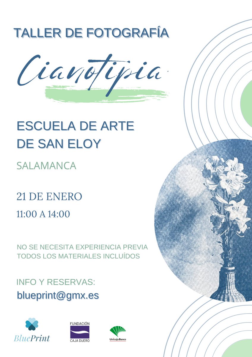j_calvo's tweet photo. Nos vemos este sábado en el taller de #fotografia organizado por @blueprint_pf y @funcajaduero ?
#cianotipia https://t.co/1r6eg9Pd0g