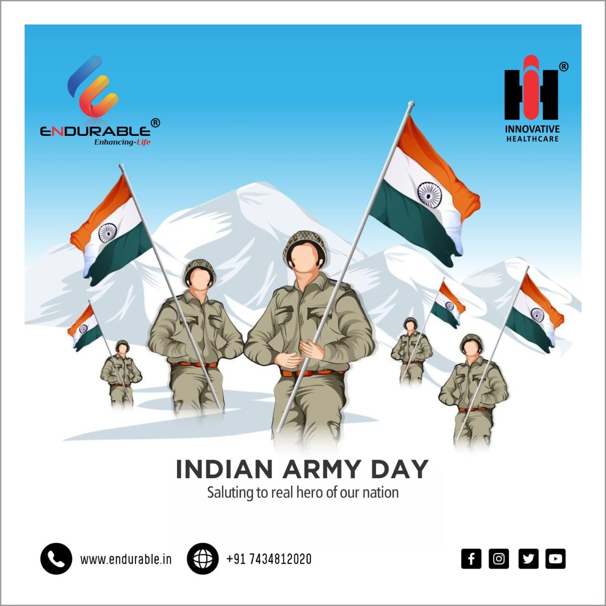 endurablepharma's tweet photo. #EndurableGroup salutes the bravehearts who dedicate their lives to defend our nation. @adgpi @DefenceMinIndia
#IndianArmyDay #EPPL #Endurable #EndurablePharma #Pharmaceuticals #Nutraceuticals #Manufacturer #Emphatic #EmphaticNutrition #EmphaticWellness #BoiBoiBabyCare https://t.co/mbknsGFwXg