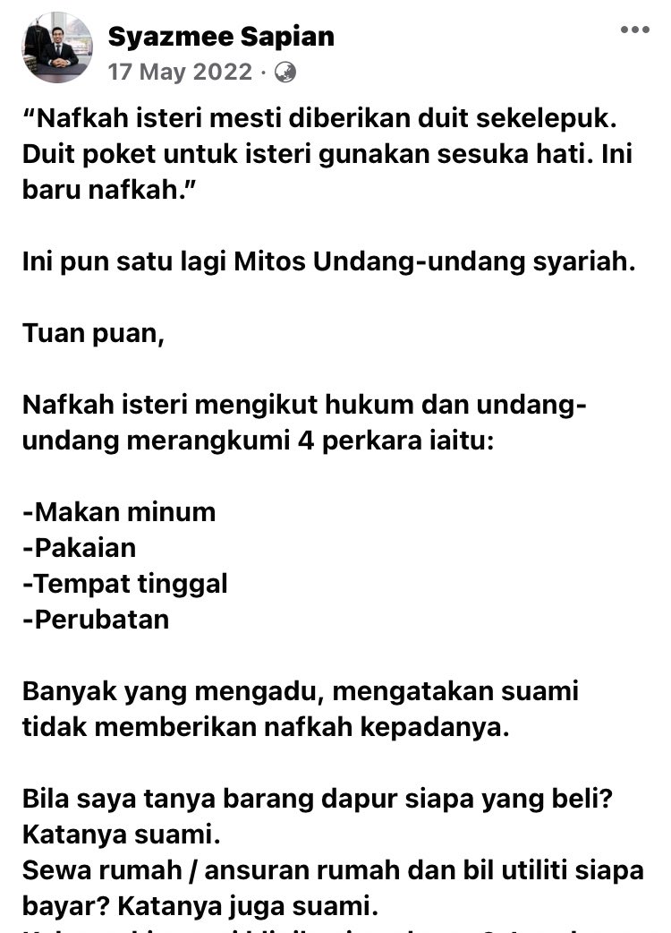 n_azzurajafri's tweet photo. Kepada para wanita, baca apa yang dimaksudkan dengan nafkah. Skrg ni perasan juga, ada yang melampau mendefinisikan nafkah

Celikkan diri dgn ilmu agar jadi wanita yang menyenangkan. Apatah lagi jika suami kita bertanggungjawab

Nafkah ikut KEMAMPUAN suami bukan KEHENDAK isteri https://t.co/gW9kIoYjJX