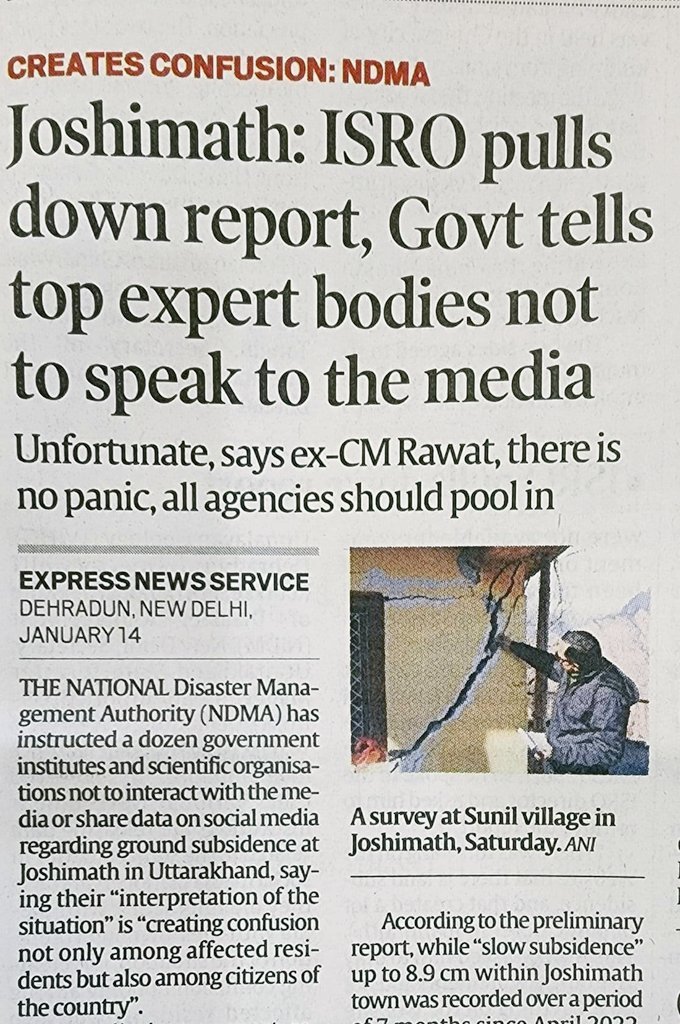 Unitedd_India's tweet image. Failure of government to act on expert warnings seems to be at the root of the Joshimath crisis.