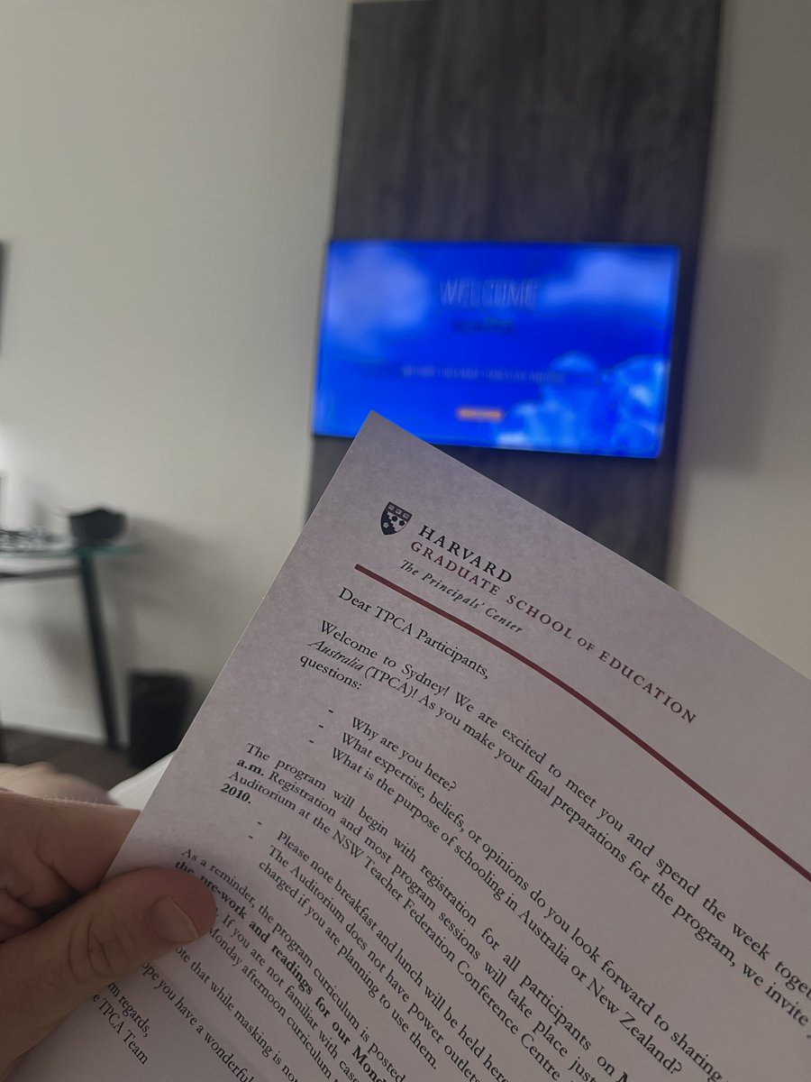 itsF1SKY's tweet photo. Here we go !!! 🥳🥳🥳 Pumped to be here for the Harvard Graduate School of Education Principal Centre in Australia !!! @hgse @Harvard 🙌🙌🙌 #checkedin #thatletterheadfeeling #lettheweekbegin #excited ⭐️⭐️⭐️ Let’s do this !!! 💪💪💪 https://t.co/0bWrgwpirb