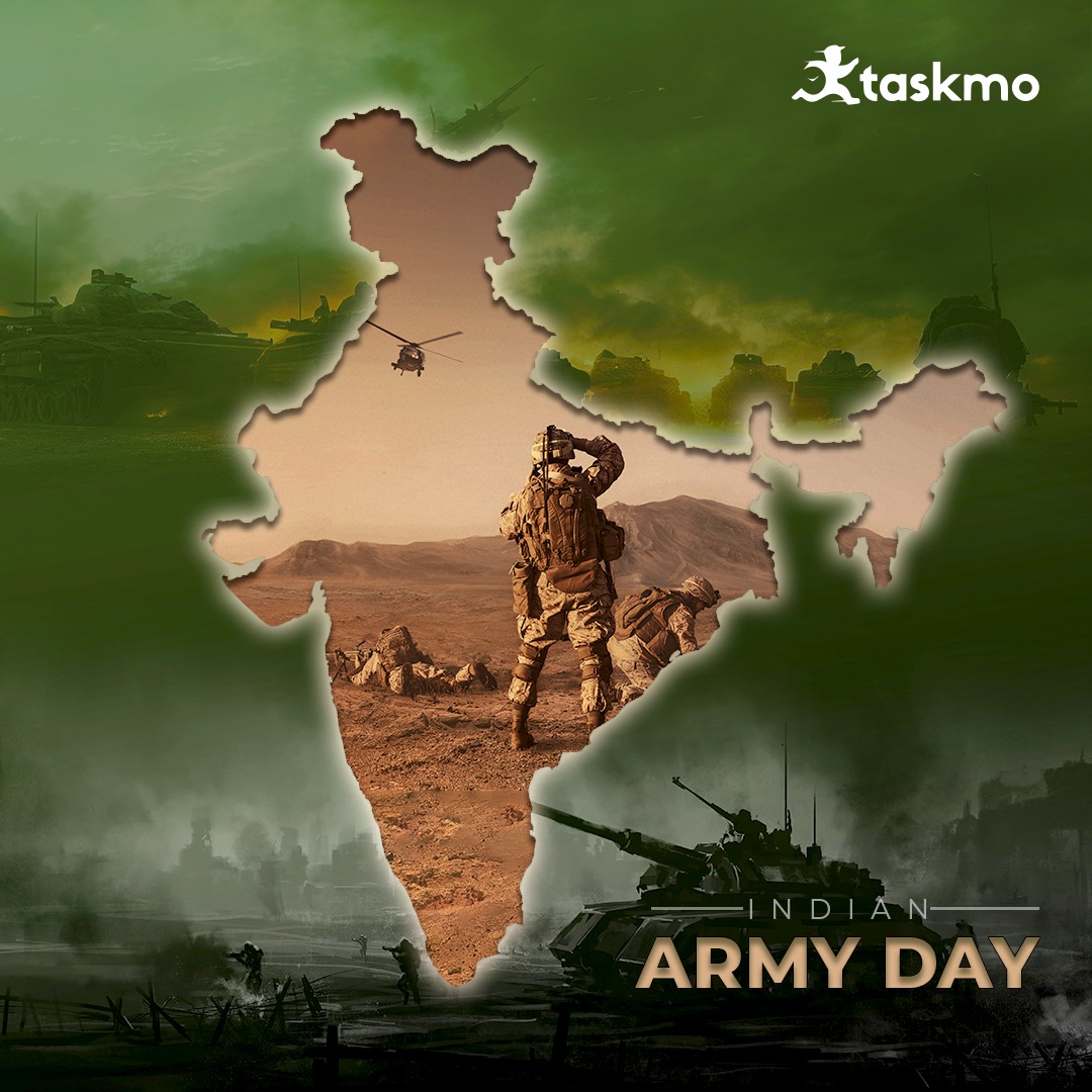 Saluting all the Army men for their bravery, dedication, and patriotism. May the Josh of every Indian remain high. 

Happy Indian Army Day!

#taskmo #armyday #proudindian #gigworker #gigeconomy #freedom #appdownload #freelancer #parttimejobs #indianarmy #indiansoldiers