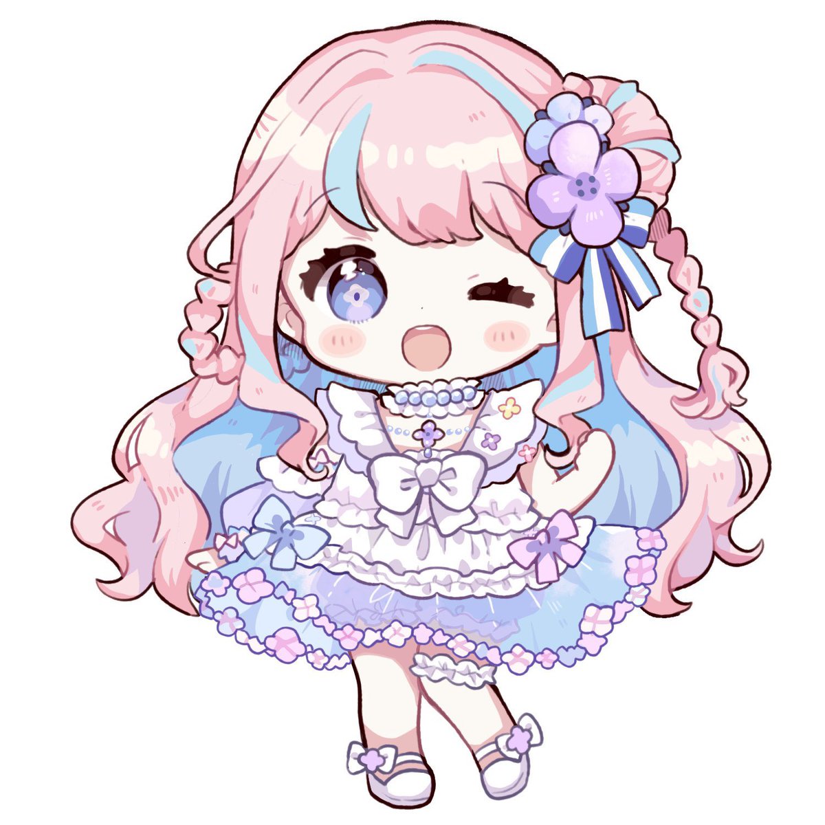 「手毬花南さんのSDキャライラストを描かせていただきました初配信でぴょこぴょこする」|もかろーる🌷のイラスト