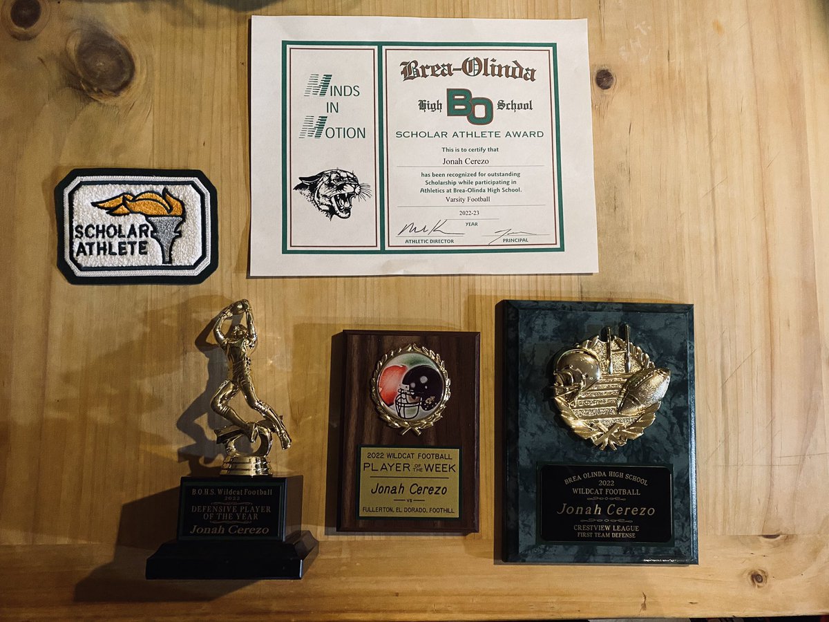 Great cap off to the season! Scholar Athlete, 3 week player of the game, DPOY, and first team all crestview league. Thanks to all my coaches! <a href="/BOHSFootball/">Brea Olinda High School Football</a>