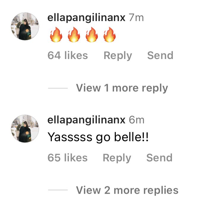 Ella Pangilinan's comments on Belle Mariano's Instagram post