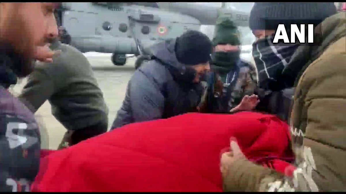 ANI's tweet photo. J&amp;K | Pregnant woman airlifted from snowbound Tangdhar to Kupwara after night-long rescue op.

The rescue ops were very difficult due to the extreme weather conditions. Pregnant woman lost so much blood &amp; doctors suggested that she must be evacuated as soon as possible: Official https://t.co/OlrJI0gsKp