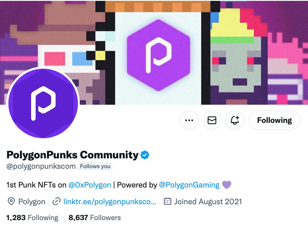 thematicman's tweet photo. One of the OG Polygon NFT projects is @polygonpunkscom, who have seen a meteoric rise in recent weeks. 🚀

Their community leaders like @ReputationBLD, @sambnft, and @RedCryptoKeeper, among others, are accounts you should follow.🔥

Highly skilled, innovative, and good people. 💜 https://t.co/1a3CpeoZMK