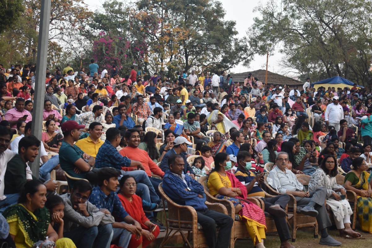 Visitors sitting in Amphitheatre at Shilparamam Madhapur