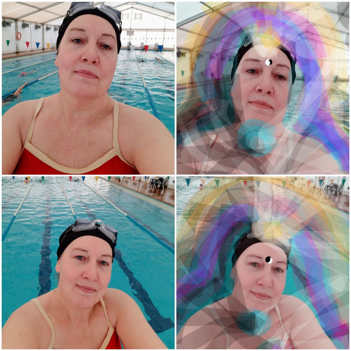 #Exercise wherever we are.
#Swimming best #sport 4 #body,
#mind & #soul, no matter the age.
#Water. #WaterTherapy. #AquaticYoga.

Sequences: with & without #Aura,
#chakras #Painted. #DigitalArt.
#Auraism © #XSolé
#Art of The #Light

#Piscina d. #Torredembarra