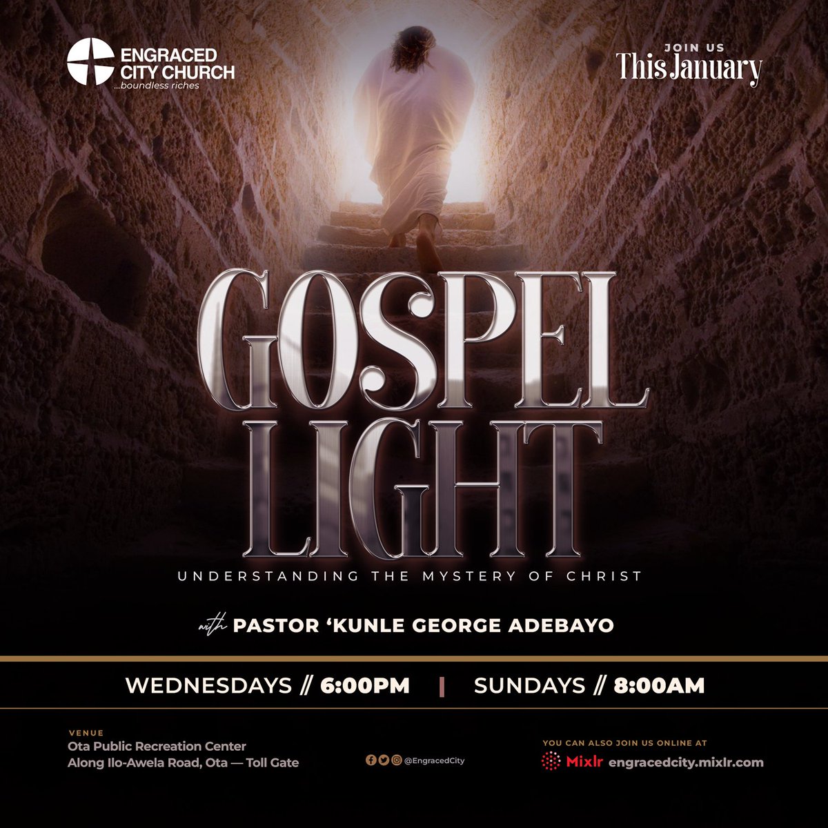 EngracedCity's tweet photo. Join us again this morning as we further unveil the mystery of Christ.
#EngracedCity #Engraced #Christ #Mystery #Gospel #Light #GospelLight https://t.co/X1wclE8cFV