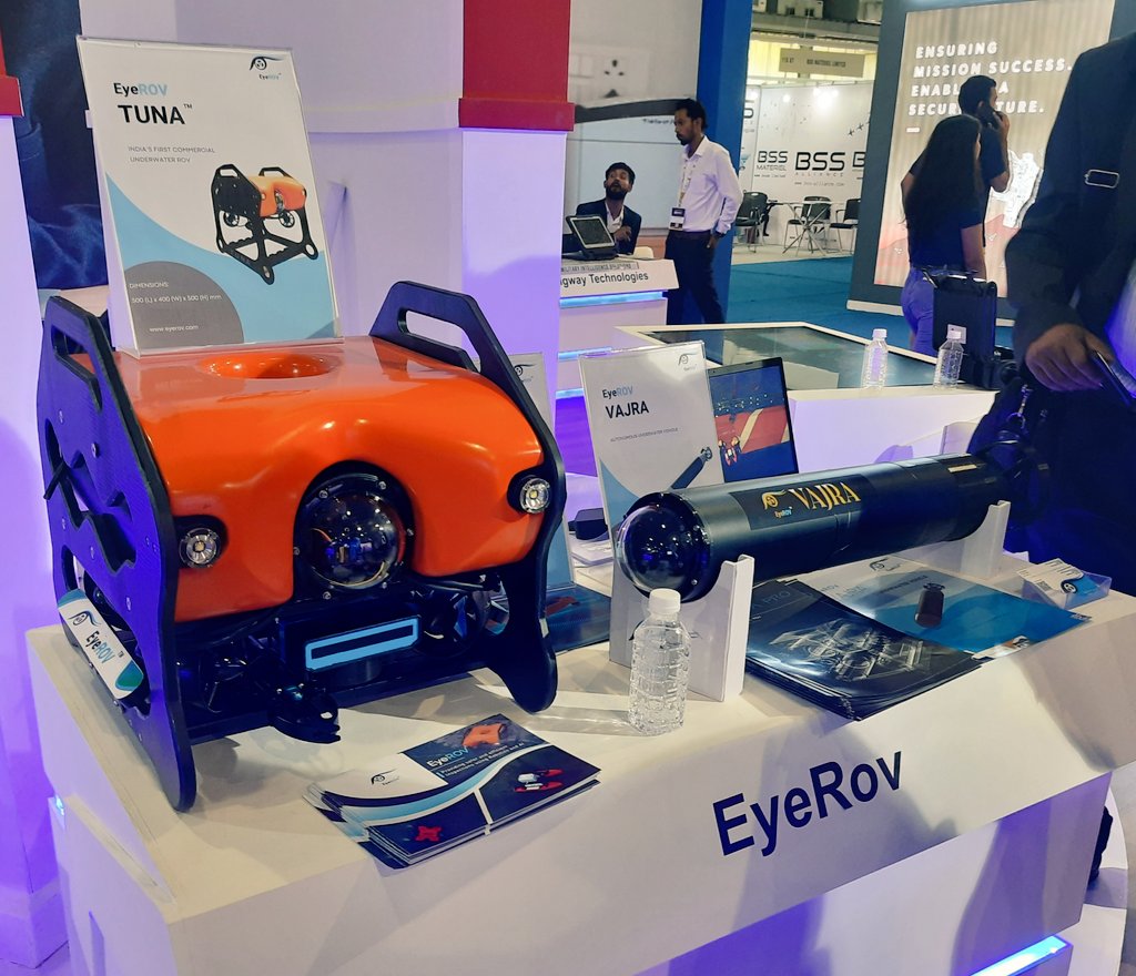 AdithyaKM_'s tweet image. @EyeROVTech iBOAT-Alpha ASV, TUNA ROV and VAJRA AUV at #DefExpo2022