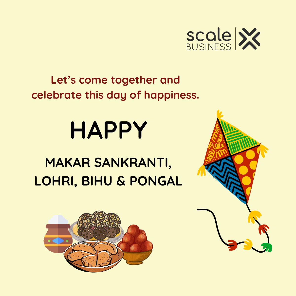 ScaleX_Business's tweet photo. Happy Makar Sankranti, Pongal , Lohri and Bihu to you and your family from ScaleX Business. May God bless you with good health and fortune on this auspicious day.

#scalexbusiness #health #makarsankranti #pongalcelebration #lohri #bihu2023 https://t.co/KMkKOLJIry