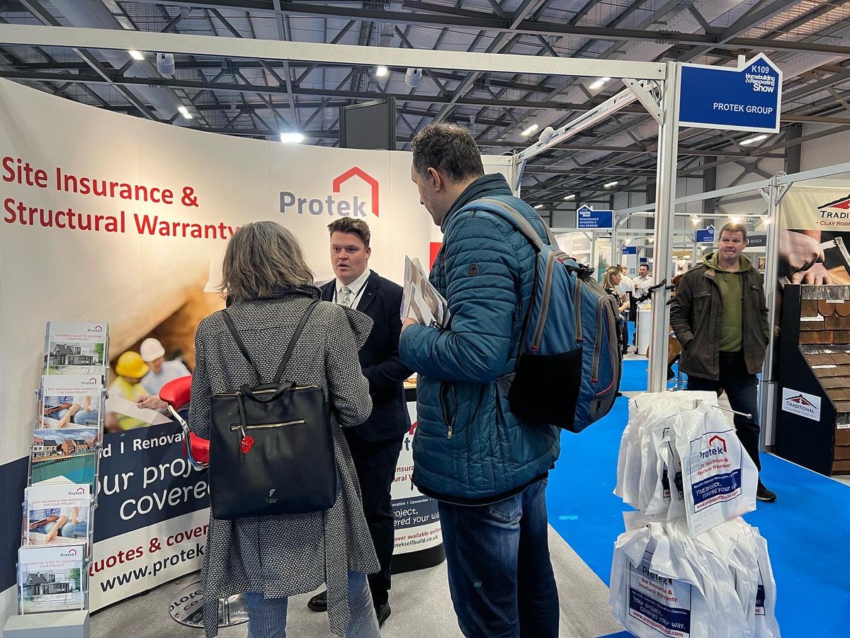 ProtekSelfBuild's tweet photo. Great first day @HBR_Show Farnborough. Lots of questions answered on #selfbuilduk #insurance &amp; #structuralwarranty https://t.co/SU0MNmlhBC