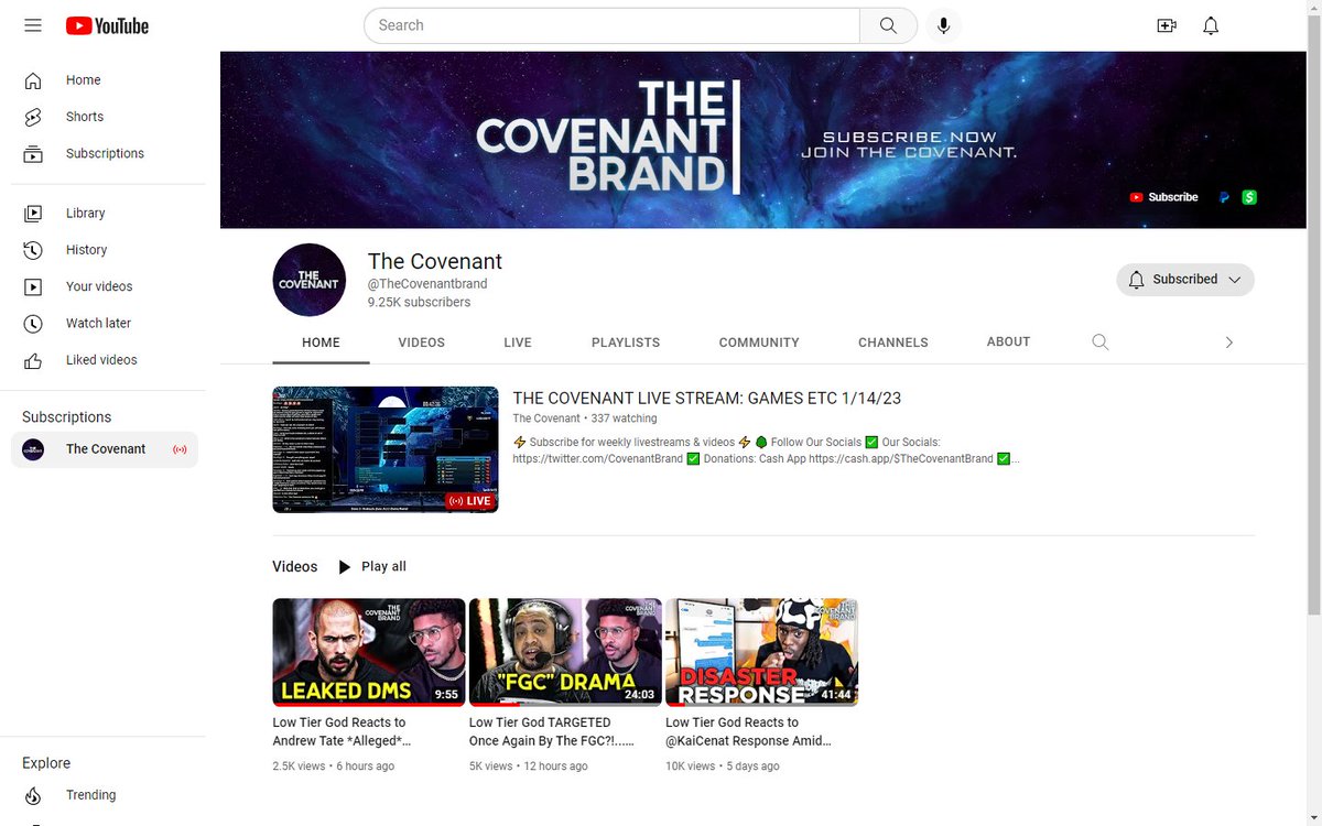 LowTierFraud's tweet photo. @TeamYouTube Dale Wilson, Dalauan Sparrow, LowTierGod was banned from YT for breaking TOS on Dec 20, 2022. Here is channel ID that was banned for breaking YT TOS. 
https://t.co/wtBX83dmfF

He is live streaming right now ban evading, &amp; posted 2 new videos https://t.co/I4eyd0uMMX https://t.co/SIoUpBn5uP