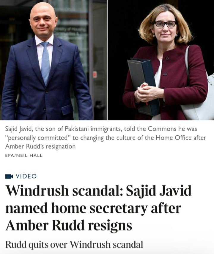 Imranicus's tweet photo. #AmberRudd resigned in the wake of the Windrush scandal when #TheresaMay was PM.

Sajid Javid then claimed he would permanently change the Home Office.

Now we have #SuellaBraverman and #RishiSunak (both 2nd generation immigrants themselves) shamefully backtracking on this. https://t.co/C01ZnRqxBg