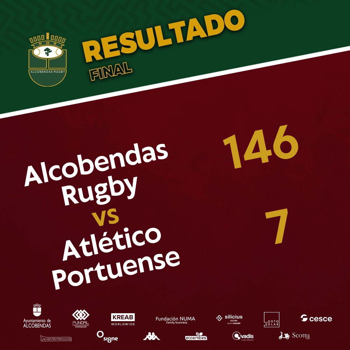 ¡Final del partido en Alcobendas!

Victoria para cerrar una magnifica primera fase frente a <a href="/CRAPortuense/">C.R.A. Portuense</a>. 

¡Buen viaje de vuelta, compañeros! 🙌🏽 

#ARU #SomosGranates