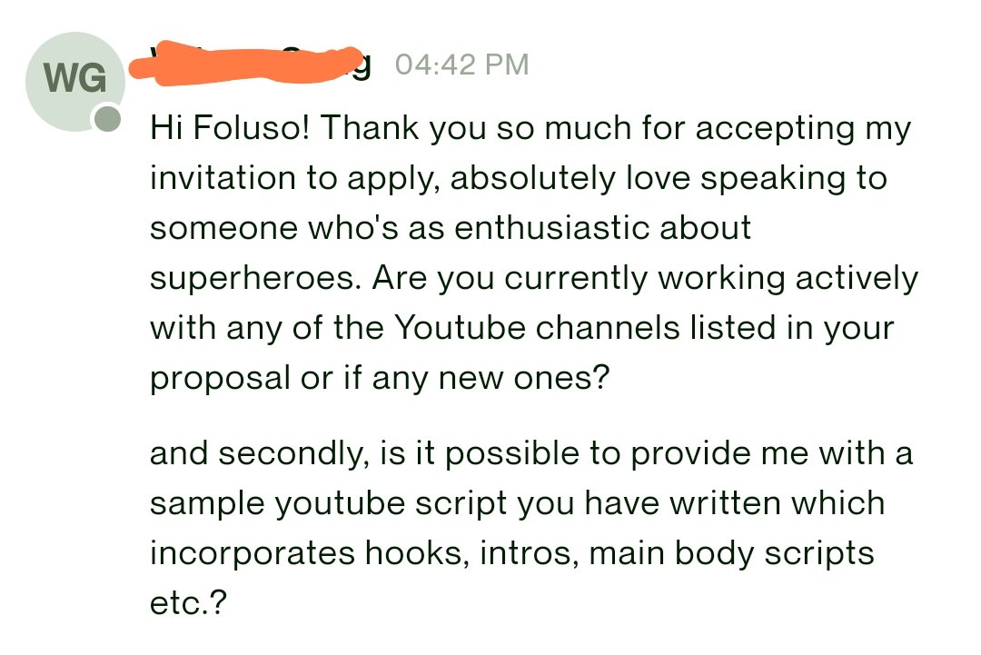 growwithdreams's tweet photo. Proof that you shouldn't be afraid to go a little crazy in your Upwork proposals. IT WORKS!
There's more proof, but that's for a later date
#Upwork #learnfreelancing
#Proposal #YouTubescript https://t.co/scTUv4zkbT