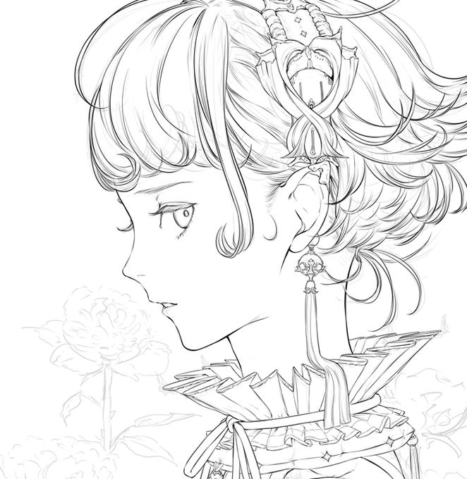 新年一発目の絵を、チクチク描いてます 