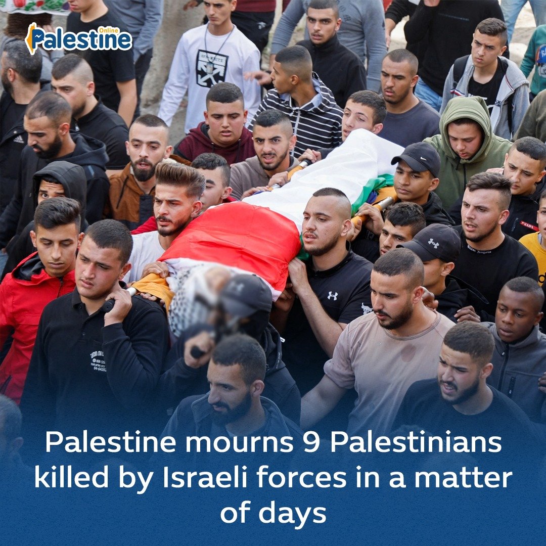 OnlinePalEng's tweet photo. In a matter of days, Israeli occupation forces shot and murdered 9 Palestinians in the occupied West Bank and Jerusalem. https://t.co/PTpry2ogYr