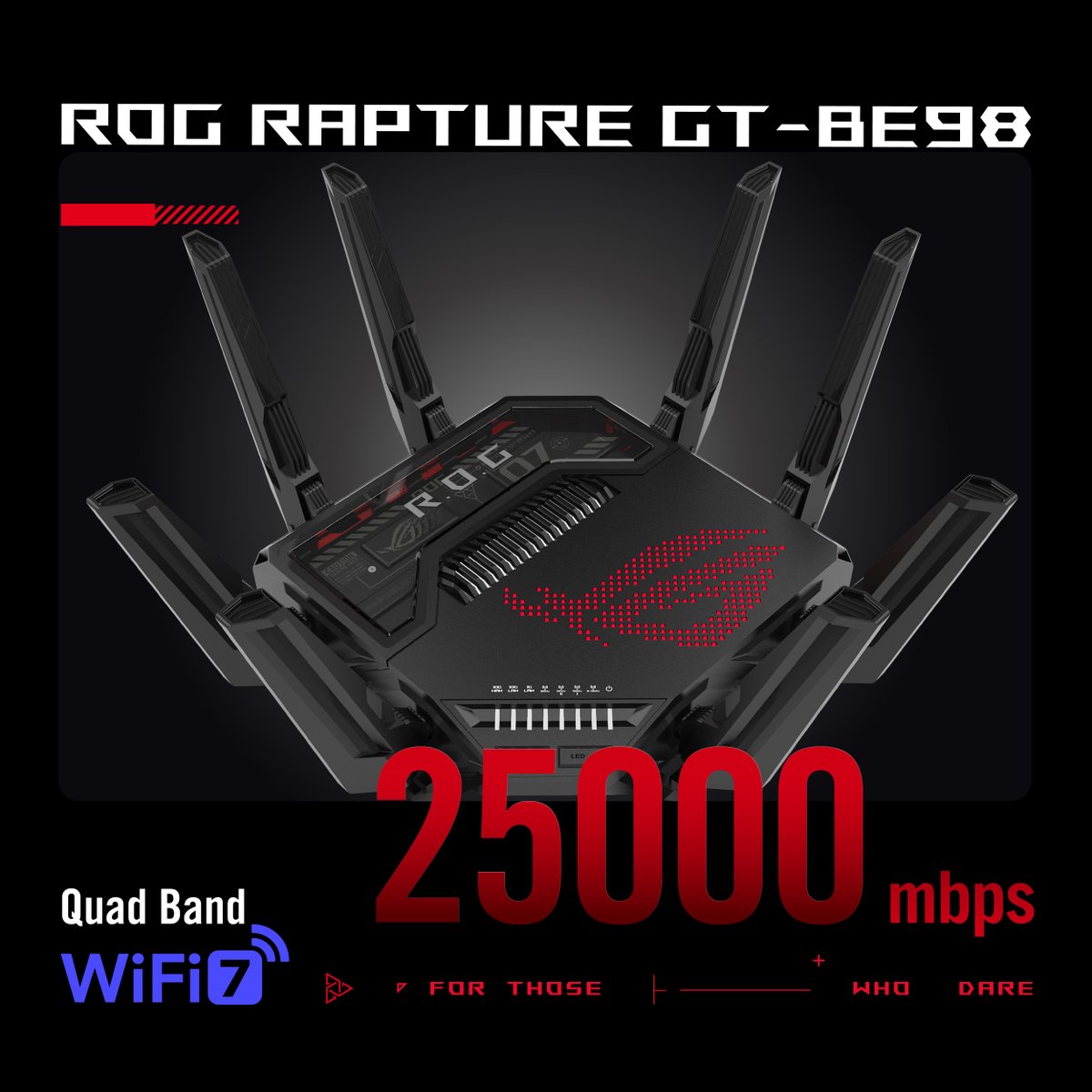 ASUS_ROGUK's tweet photo. The next-gen flagship spider is here…! 🕷️

☑️ Quad-Band #WiFi7
☑️ Quad-Core 2.6GHz CPU
☑️ Quad-level network security

Check it out. ▶️ https://t.co/uBf547mSDh

#CES2023 #ROGCES2023 #ROGMaxedOut #ROGGamingrouter #GTBE98 https://t.co/4zMTexZOs2