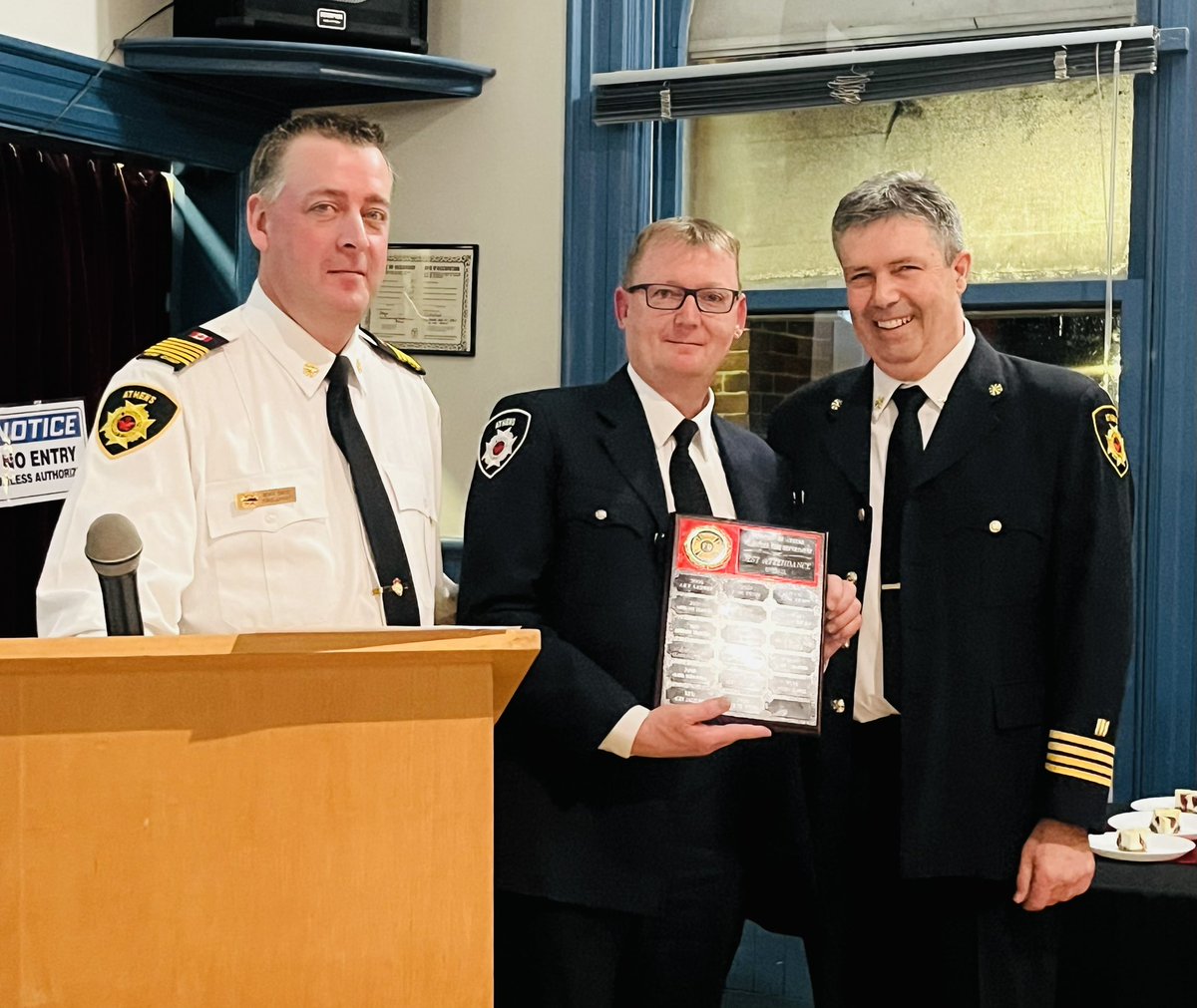 AthensFire's tweet image. 2023 AFD awards night! Time to celebrate highs and lows and recognize our outstanding firefighters! Best attendance on scene Colby Whan, best overall attendance Steve Smid and the John Mitten Perseverance award of going above and beyond Patricia Lima!