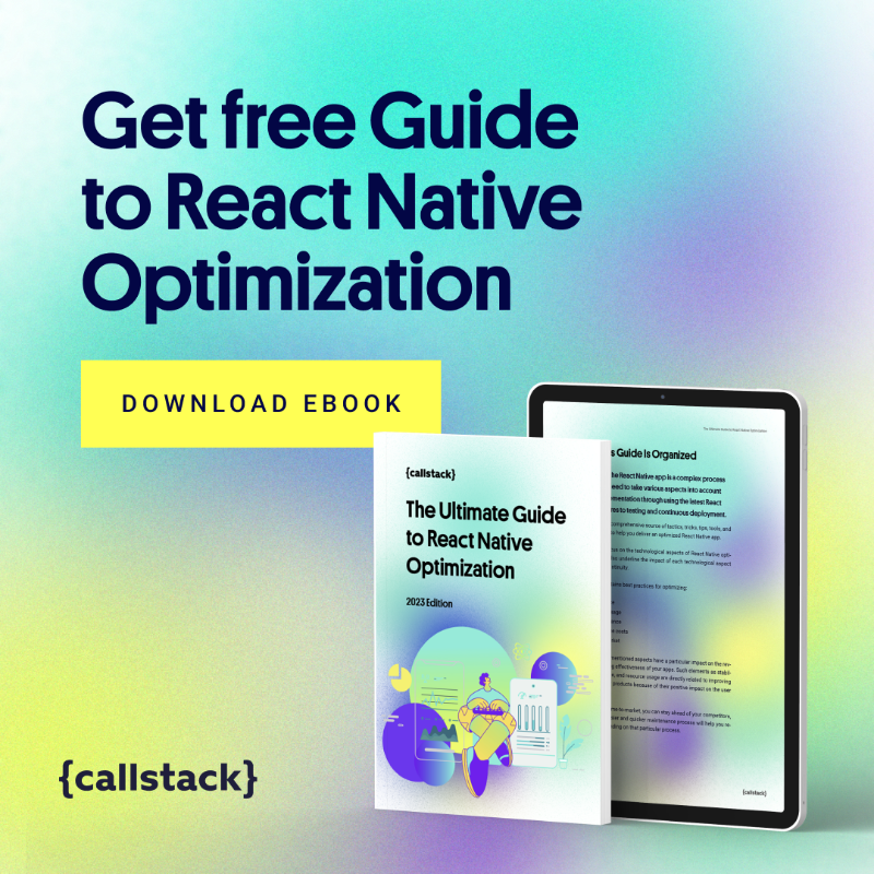 callstackio's tweet photo. Check out the best practices for React Native Optimization 

Discover how to make your app faster, more user-friendly, and more stable.

Get our free Guide to React Native Optimization here ⬇️
