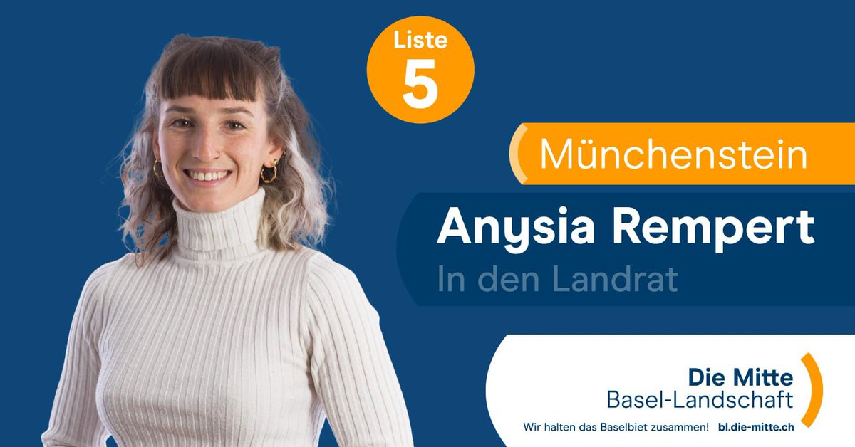 Heute stellen wir Anysia Rempert aus dem Wahlkreis Münchenstein <a href="/MitteArlesheim/">Die Mitte Arlesheim</a> vor. Anysia studiert an der Uni Basel und ist eine junge, motivierte Persönlichkeit, die gerade die jüngere Generation mit frischem Wind im Landrat vertreten würde. Darum Liste 5 <a href="/DieMitte_BL/">Die Mitte Basel-Landschaft</a> wählen!