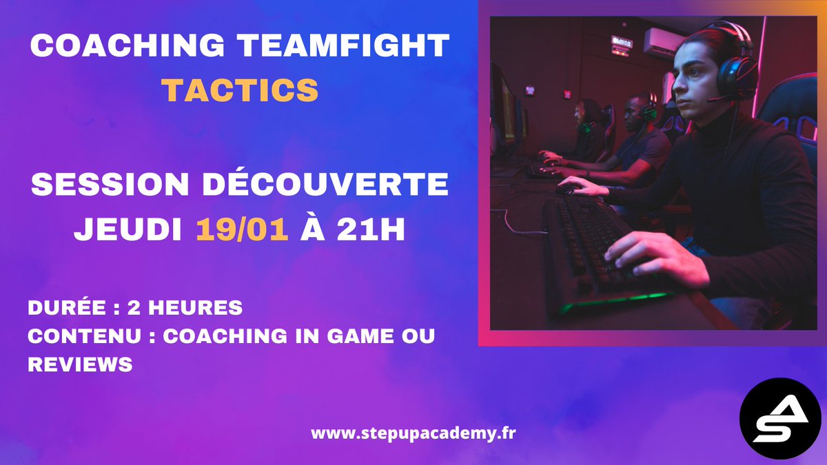 Il nous reste encore de la place pour la session découverte de nos coaching TFT jeudi prochain à 21h ! 

Pour vous inscrire gratuitement, passez-nous voir en DM :)
#TeamFightTactics #TFT