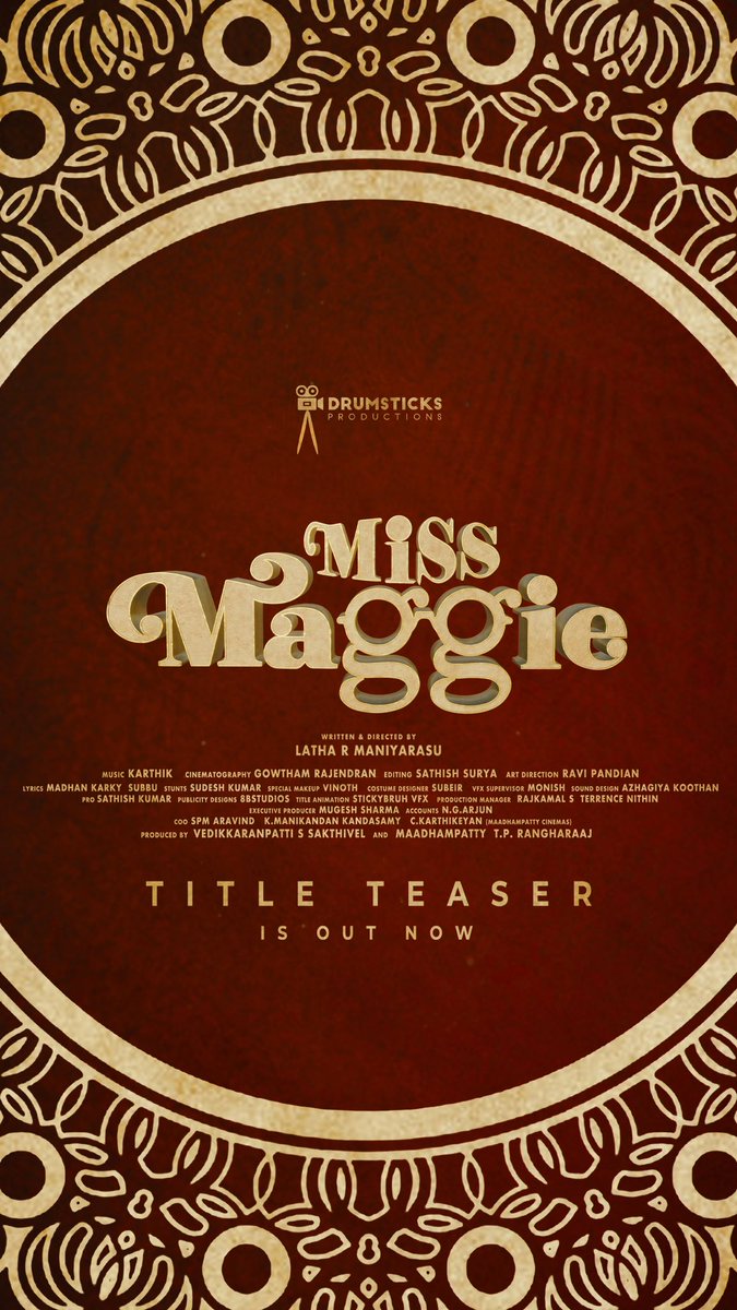 Madhampatty Rangaraj (@madhampattyrr) on Twitter photo Who is #MissMaggie?
Click the link to find the Gorgeous Granny!
▶️ youtu.be/vNhR-T0if7U
Surprising Firstlook cum Title Teaser
#MissMaggie Movie
#YogiBabu @madhampatty_rangaraj <a href="/drumsticks/">drumsticks</a> <a href="/iamaathmika/">Aathmika(fansclub)</a> @lathamaniyarasu <a href="/karthikmusicexp/">Karthik LIVE Toronto</a> @gowtham__rajendran @teamaimpro Who is #MissMaggie?
Click the link to find the Gorgeous Granny!
▶️ youtu.be/vNhR-T0if7U
Surprising Firstlook cum Title Teaser
#MissMaggie Movie
#YogiBabu @madhampatty_rangaraj <a href="/drumsticks/">drumsticks</a> <a href="/iamaathmika/">Aathmika(fansclub)</a> @lathamaniyarasu <a href="/karthikmusicexp/">Karthik LIVE Toronto</a> @gowtham__rajendran @teamaimpro