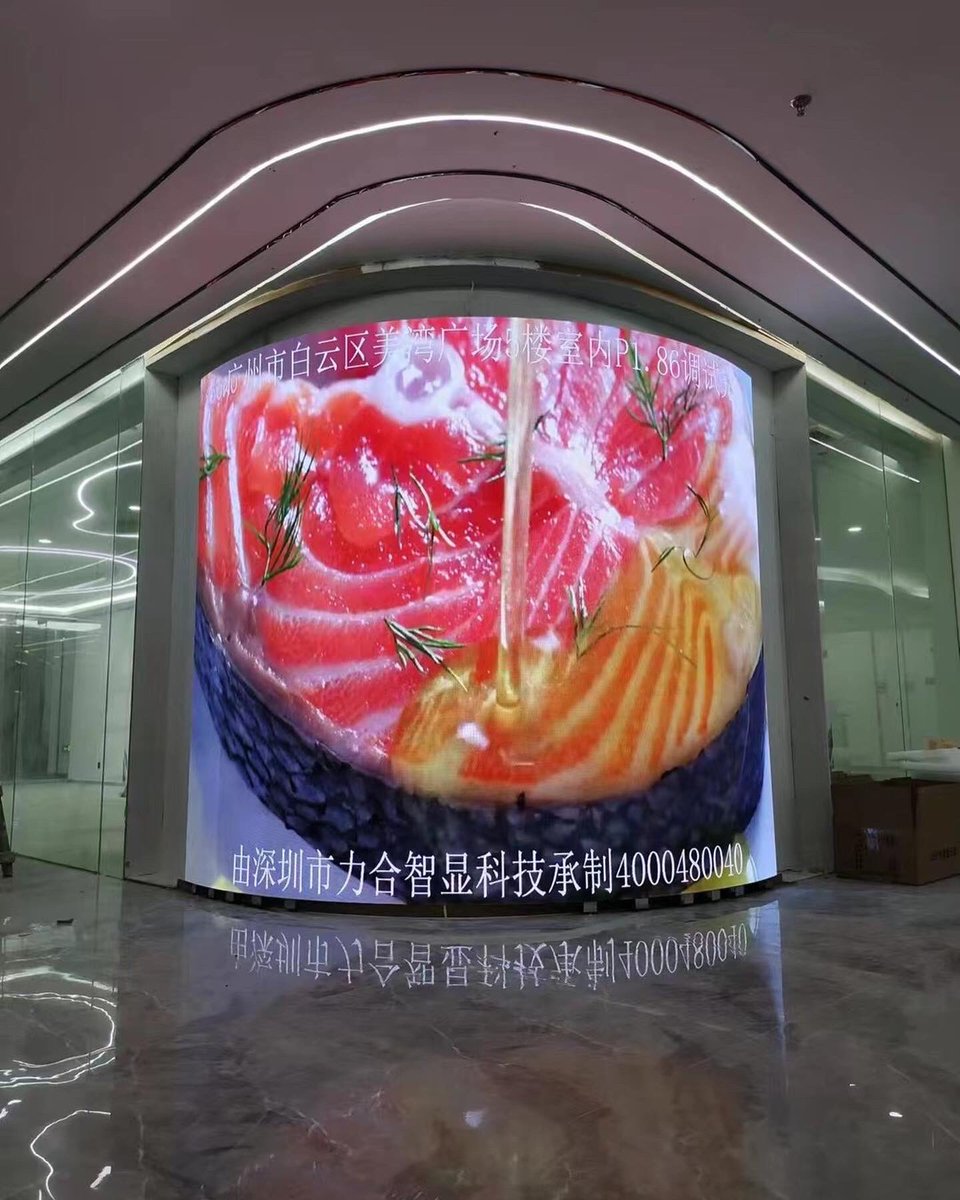 Indoor P1.86 LED curved corner video wall, soft modules. welcome contact me for your own customized #videowall.  #MLSLED #digitalbillboard