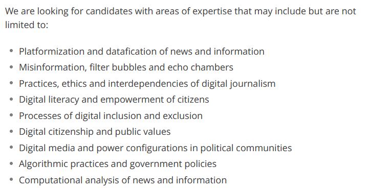 mjbroersma.bsky.social (@mjbroersma) on Twitter photo We are hiring assistant-professors in "Communication, information and social inequalities in a digital world"at <a href="/FacultyofArtsUG/">Faculty of Arts - University of Groningen</a>.
If you're interested, take a look at the job description: rug.nl/let/sectorplan…
Deadline for applications: Jan. 31 We are hiring assistant-professors in "Communication, information and social inequalities in a digital world"at <a href="/FacultyofArtsUG/">Faculty of Arts - University of Groningen</a>.
If you're interested, take a look at the job description: rug.nl/let/sectorplan…
Deadline for applications: Jan. 31