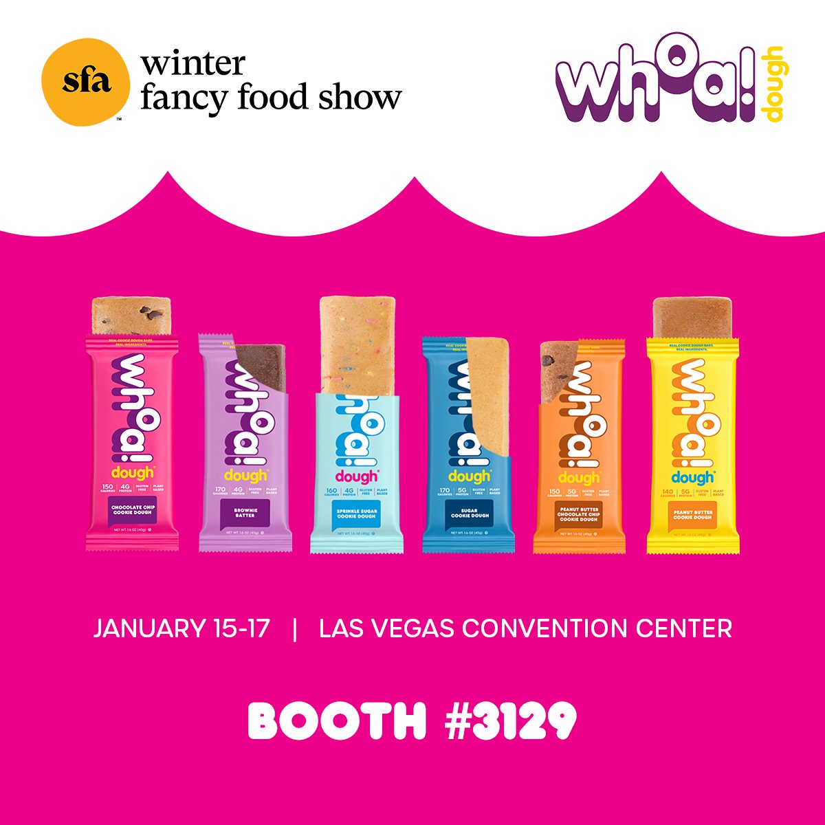whoadough_'s tweet photo. Come see us at the Winter Fancy Food Show at the Las Vegas Convention starting today! We’ll be at Booth #3129 until Tuesday, January 17th. Stop by and say hello—and grab a snack while you’re at it!
#SnackHappy #GlutenFree #LasVegas #FancyFoodShow #VivaFancyFood #SpecialtyFood https://t.co/IqcHCh8yQq