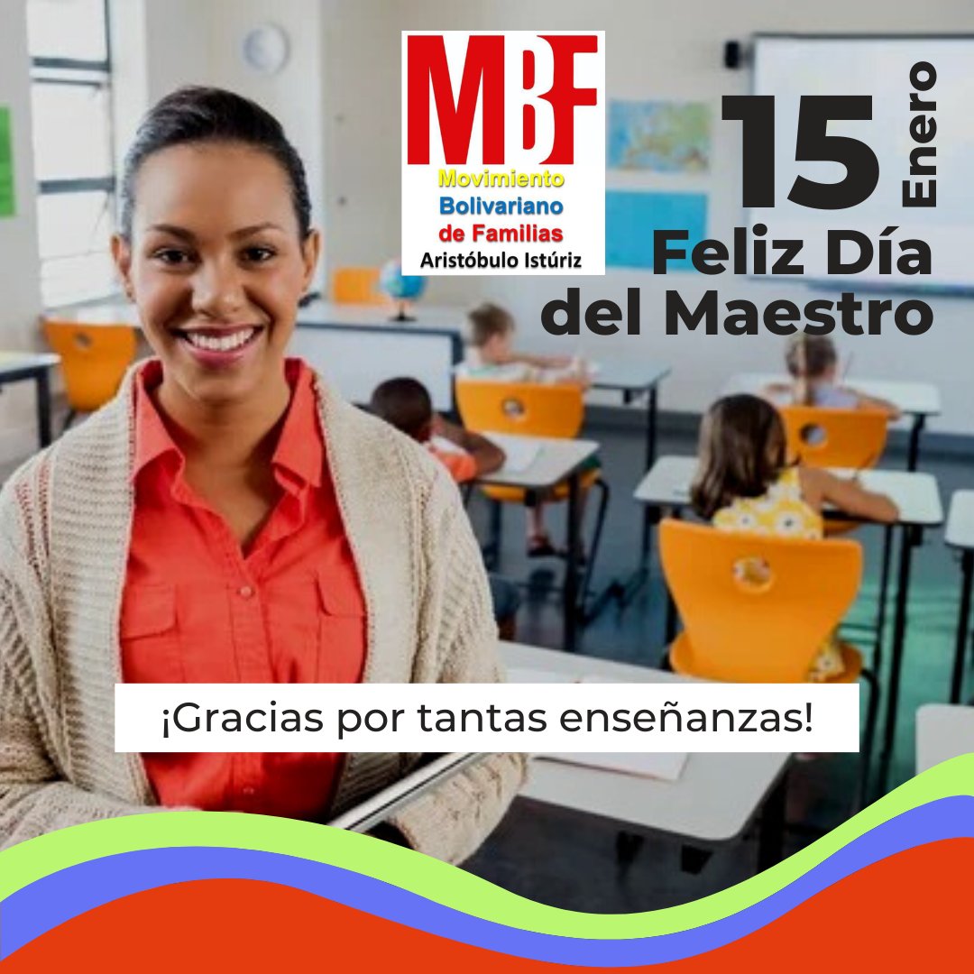 *_Día del Mestro_*
#15Enero || Venezuela celebra el *Día del Maestro*. Una fecha en la que se exalta la importante labor de los profesionales, educadores y pedagogos del país y que se aprovecha para recordar a grandes profesores como *Andrés Bello y Luis Beltrán Prieto Figueroa*.