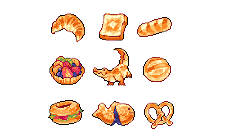 illufinch's tweet photo. breads? from 2020 #pixelart #ドット絵 https://t.co/ubirjMHjkd