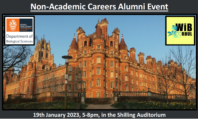 📢 Current UG and PG <a href="/RHULBioSci/">RHUL Biology</a> students, don't miss our Departmental careers event on January 19th! Come and learn about a variety of non-academic careers from our alumni, including <a href="/AquaAsif/">Dr Aqua Asif</a>, <a href="/AnjuKirby/">Anju</a>, <a href="/AlexMcGoran/">Dr Alexandra McGoran</a>, <a href="/Eva_WM/">Dr_M</a>, <a href="/OliveTonkin/">Olive Tonkin</a>, @jasper_drc, <a href="/nayanah/">Nayanah Siva</a> and @ggrainge1