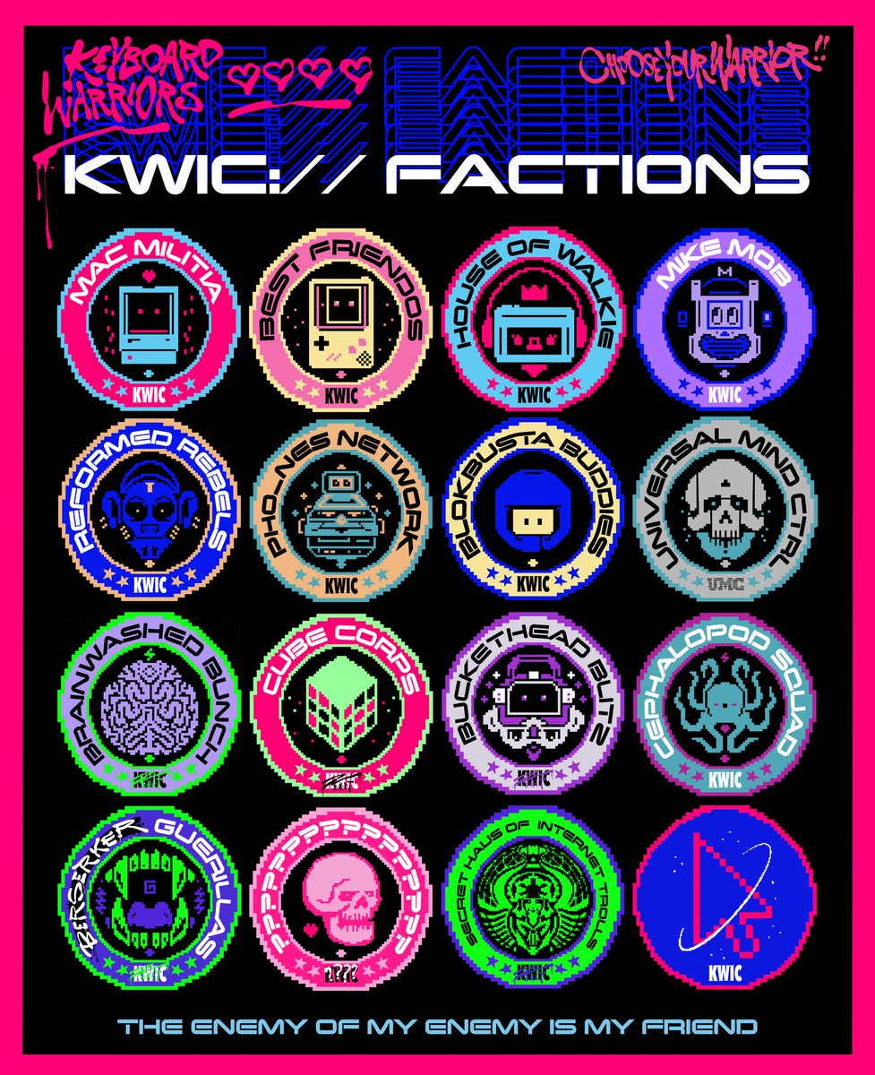 JeddsonKWIC's tweet photo. kwic://faction

Now all the factions are out and rolls are integrated into the KWIC discord I’m curious to know what’s your favourite faction!?!?!?

Mines “????” &amp; “Mac Militia”

#KWIC #KWICfaction #CNFT #CNFTCommunity #NFTProject #NFT #Cardano https://t.co/f2EMJQPFoL