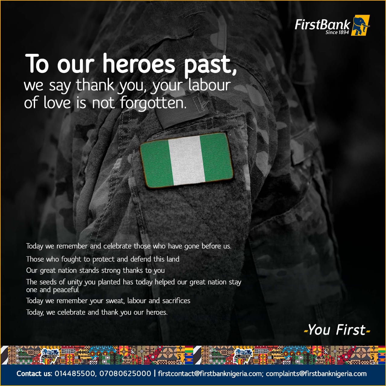 FirstBank Nigeria on X: We thank our heroes of the past. Your love efforts  will never be forgotten. 🫡🇳🇬 #ArmedForcesRemembranceDay2023 #YouFirst   / X