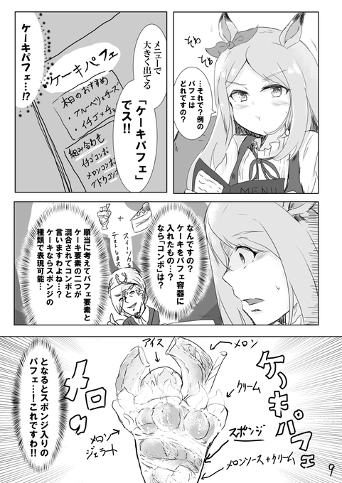 メジロマックイーンとケーキパフェ 