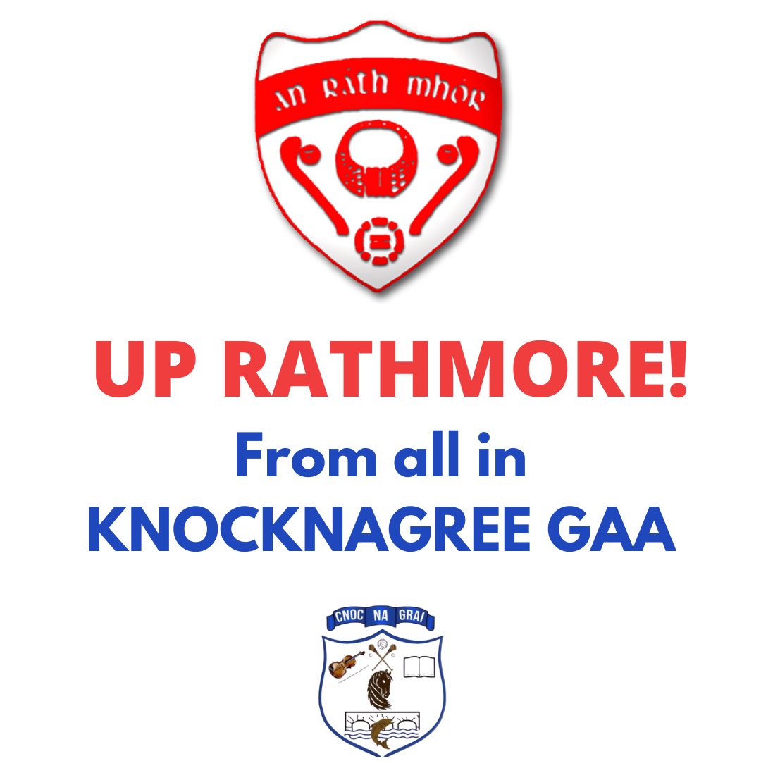 KnocknagreeGAA's tweet photo. Best wishes to our great friends @rathmoregaa in the final. We’d love another club All-Ireland title in the parish💪🔴⚪️🔴⚪️🔴 #TwoCounties #OneParish #ParishPride https://t.co/8GaQh6I3yF